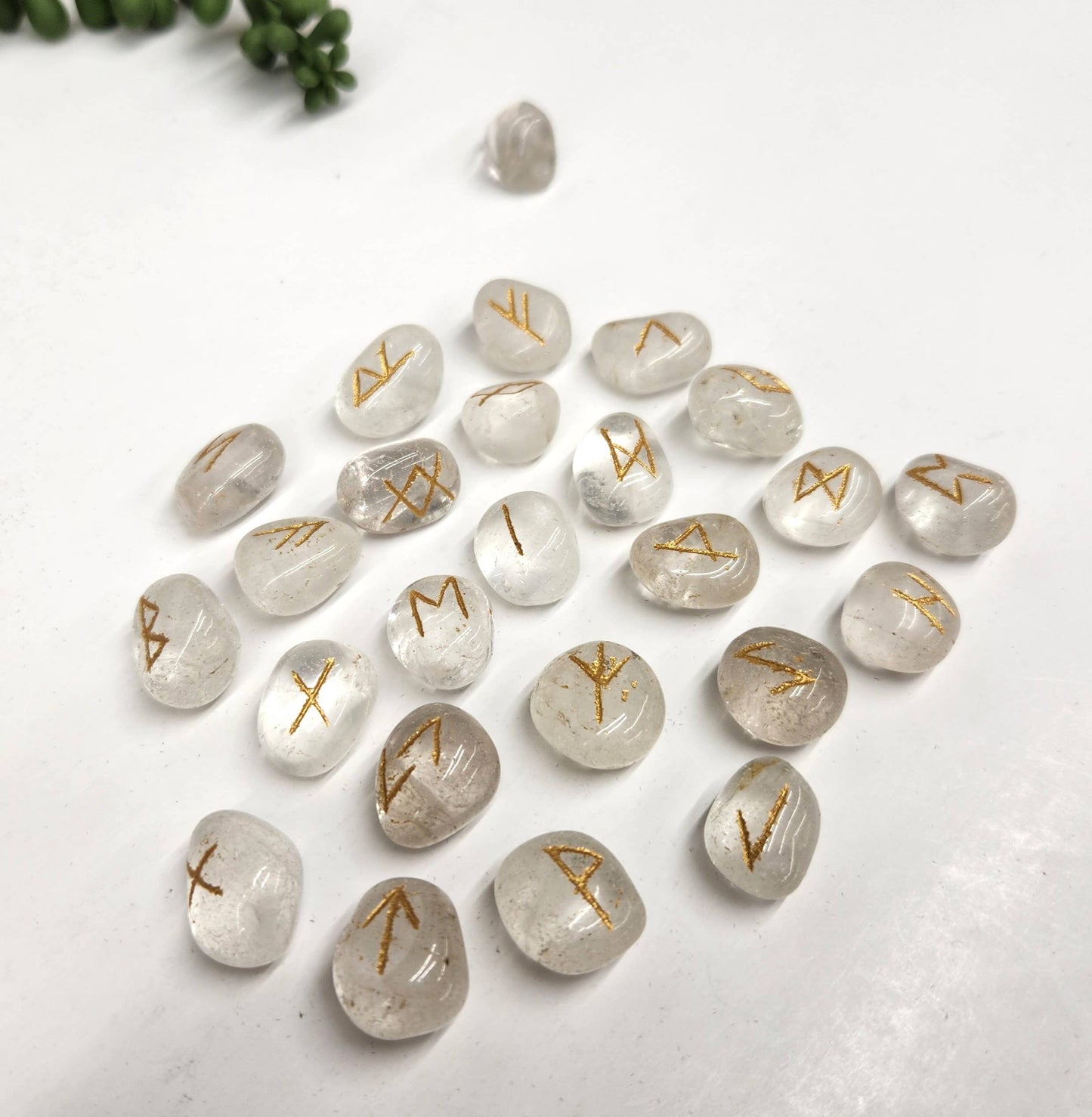 clear quartz rune Set with velvet pouch