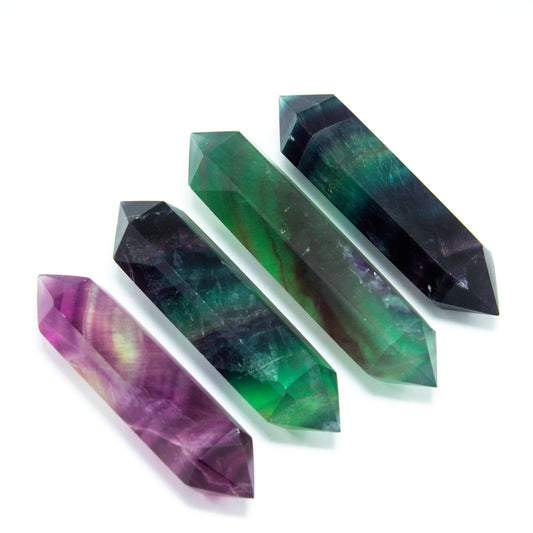 rainbow fluorite double-terminated points (8-9cm)