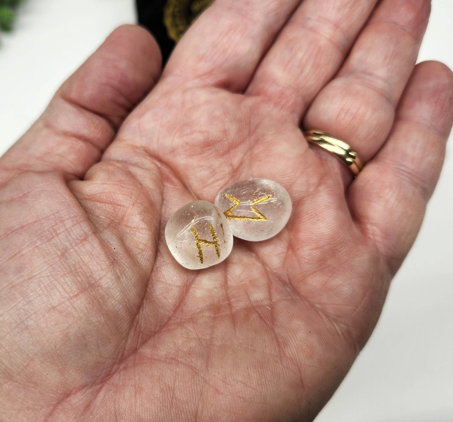 clear quartz rune Set with velvet pouch