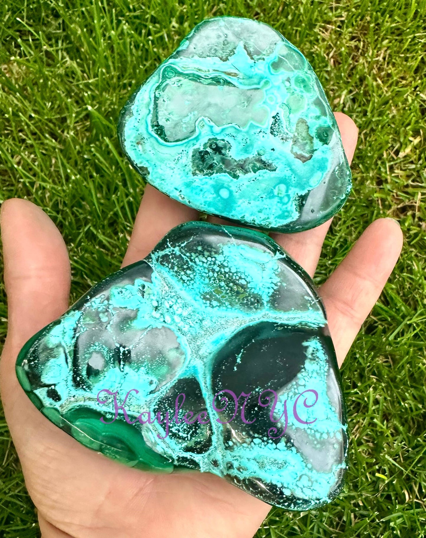 chrysocolla malachite partially polished pieces