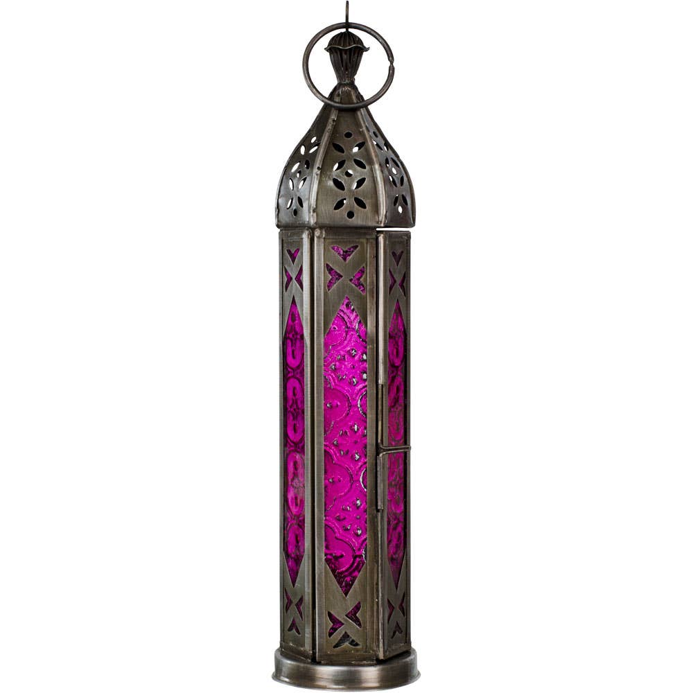 pink & clear glass tower lantern
