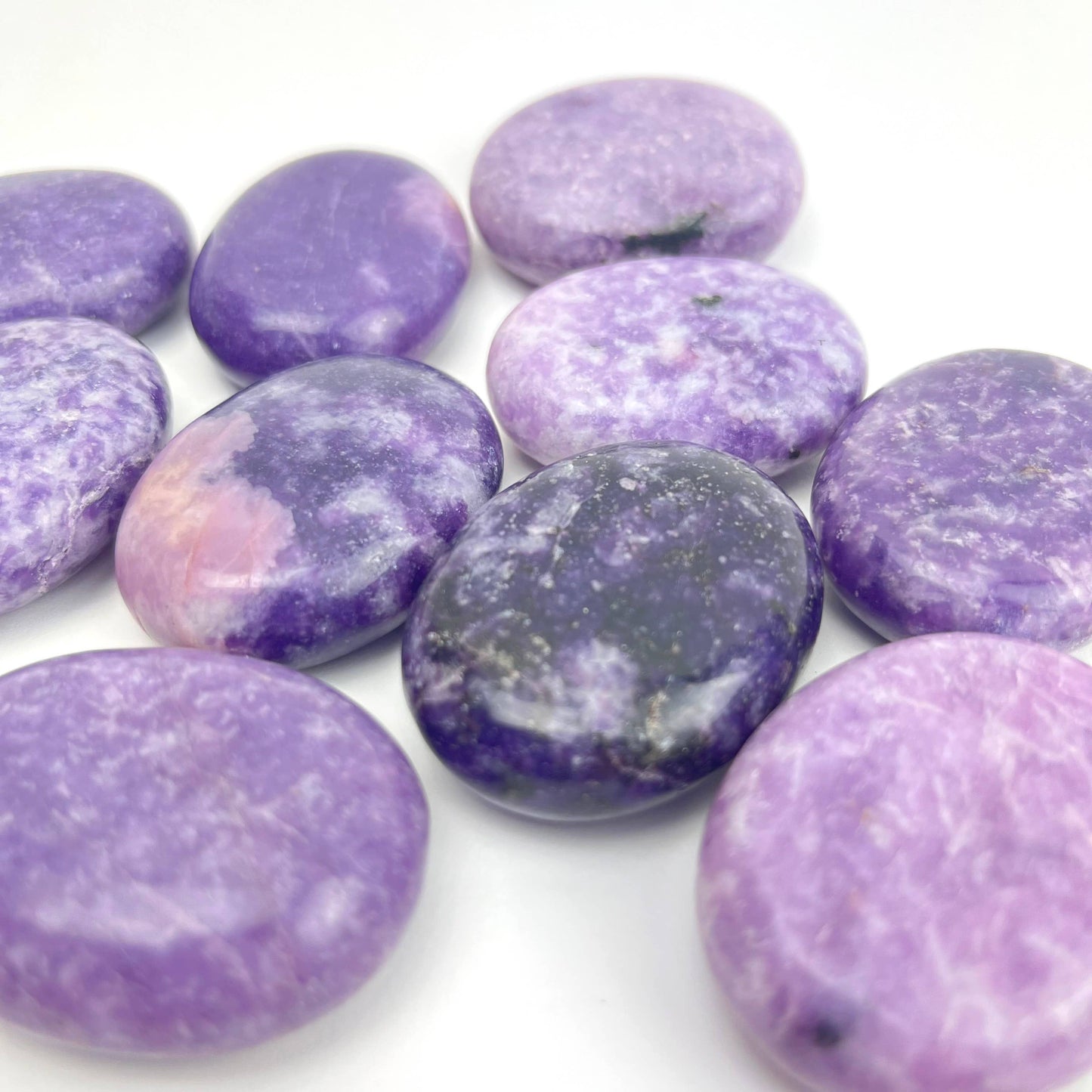 lepidolite palm stones