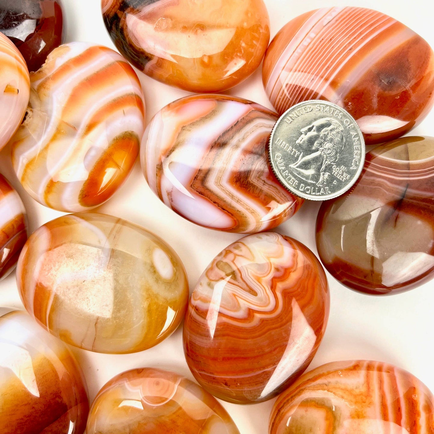 banded carnelian palmstone