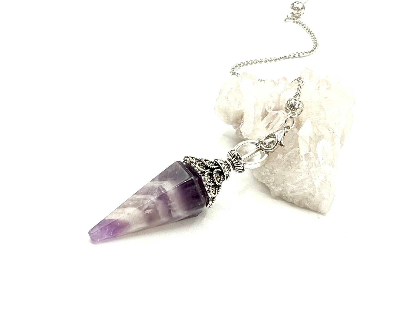 pendulum with silver cap and quartz sphere
