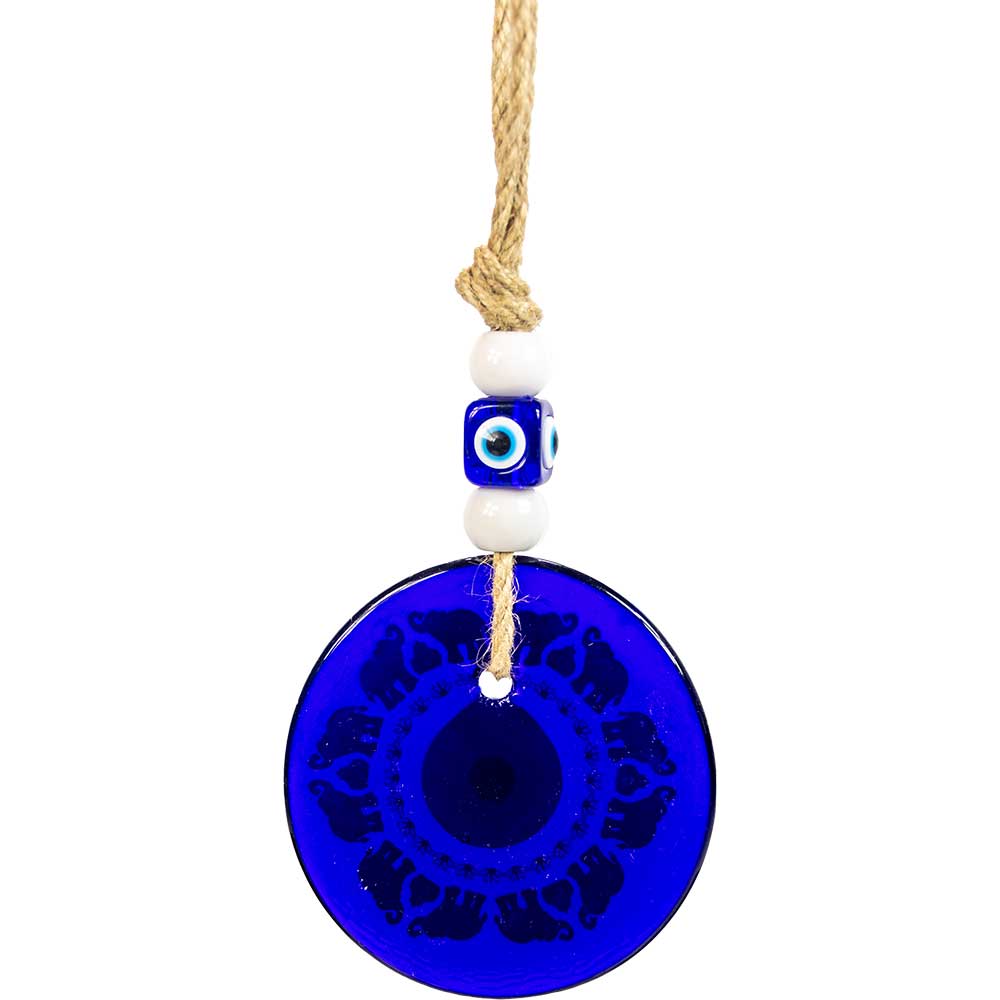 glass evil eye wall hanging talisman with hamsa hands