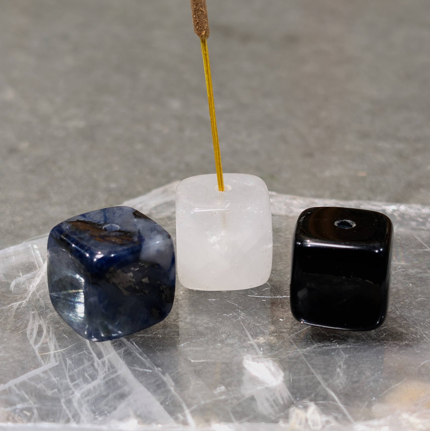 sodalite cube incense holders