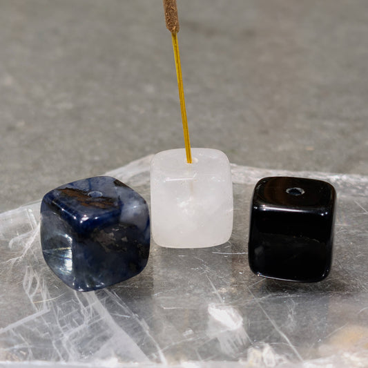 sodalite cube incense holders