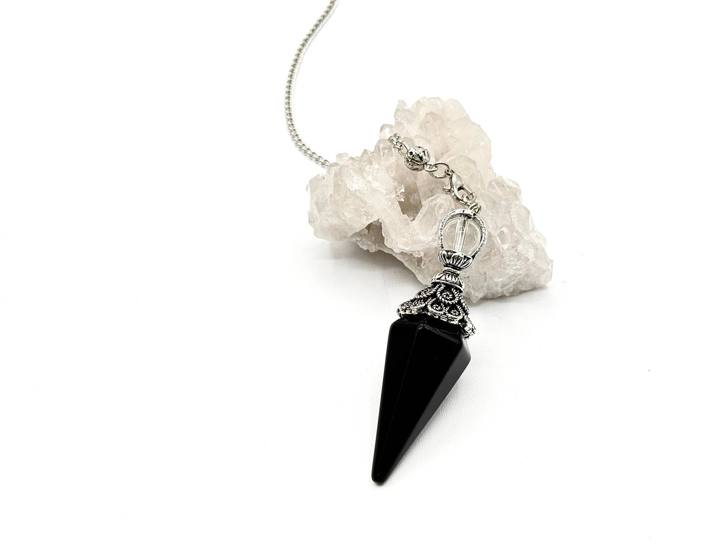 pendulum with silver cap and quartz sphere