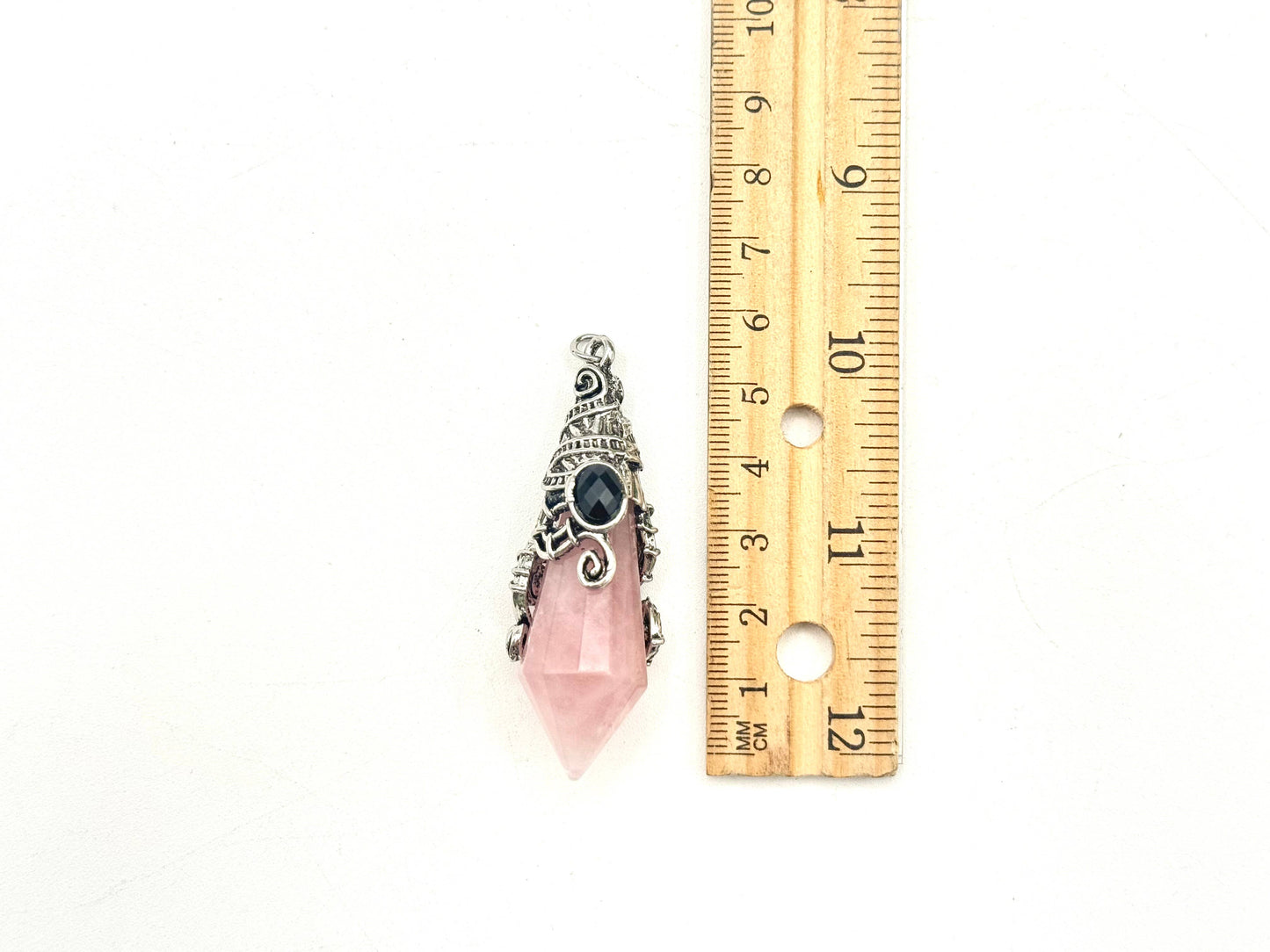 Rose Quartz Faceted Antique Silver Detailing Pendulum