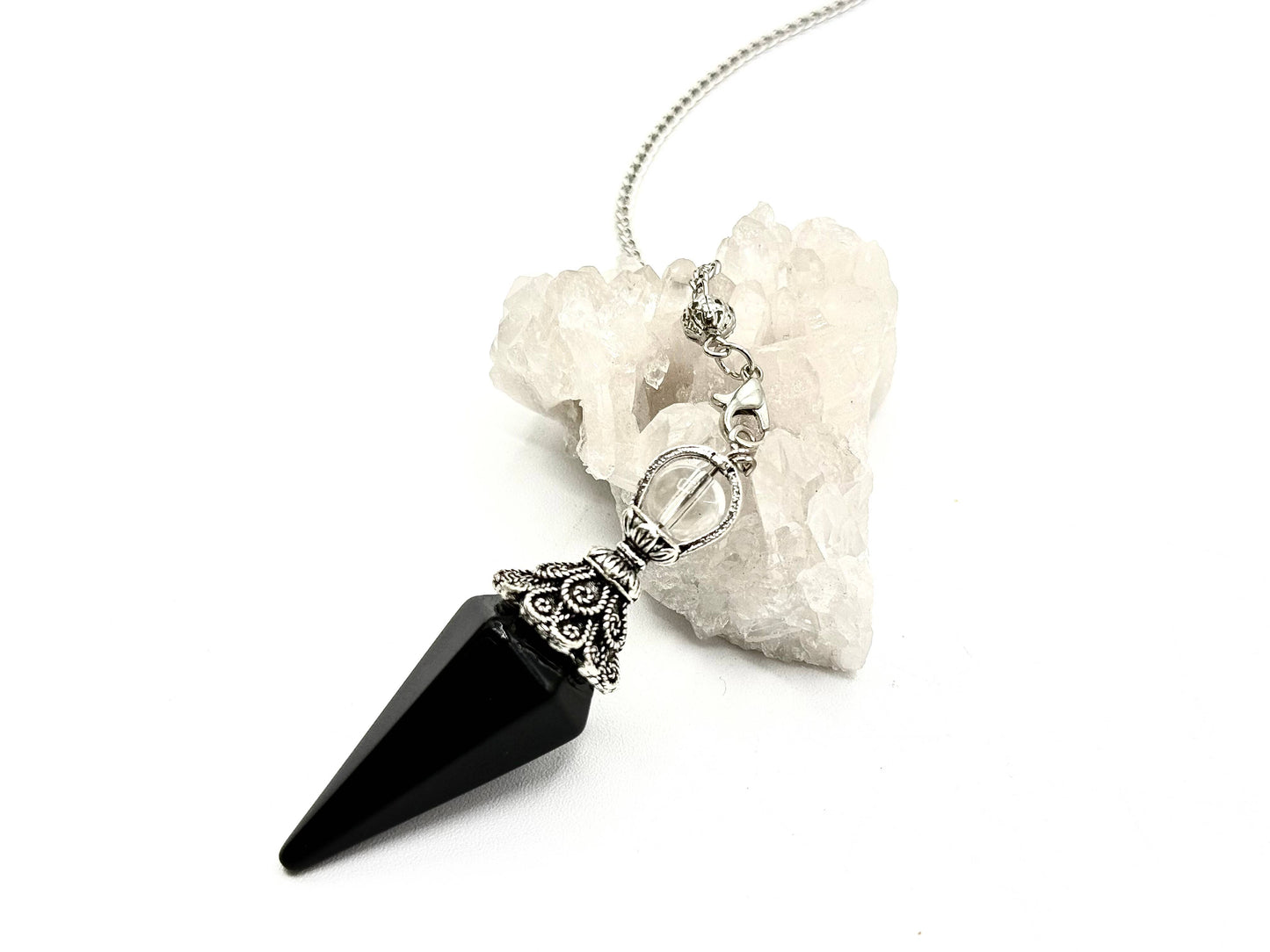 pendulum with silver cap and quartz sphere