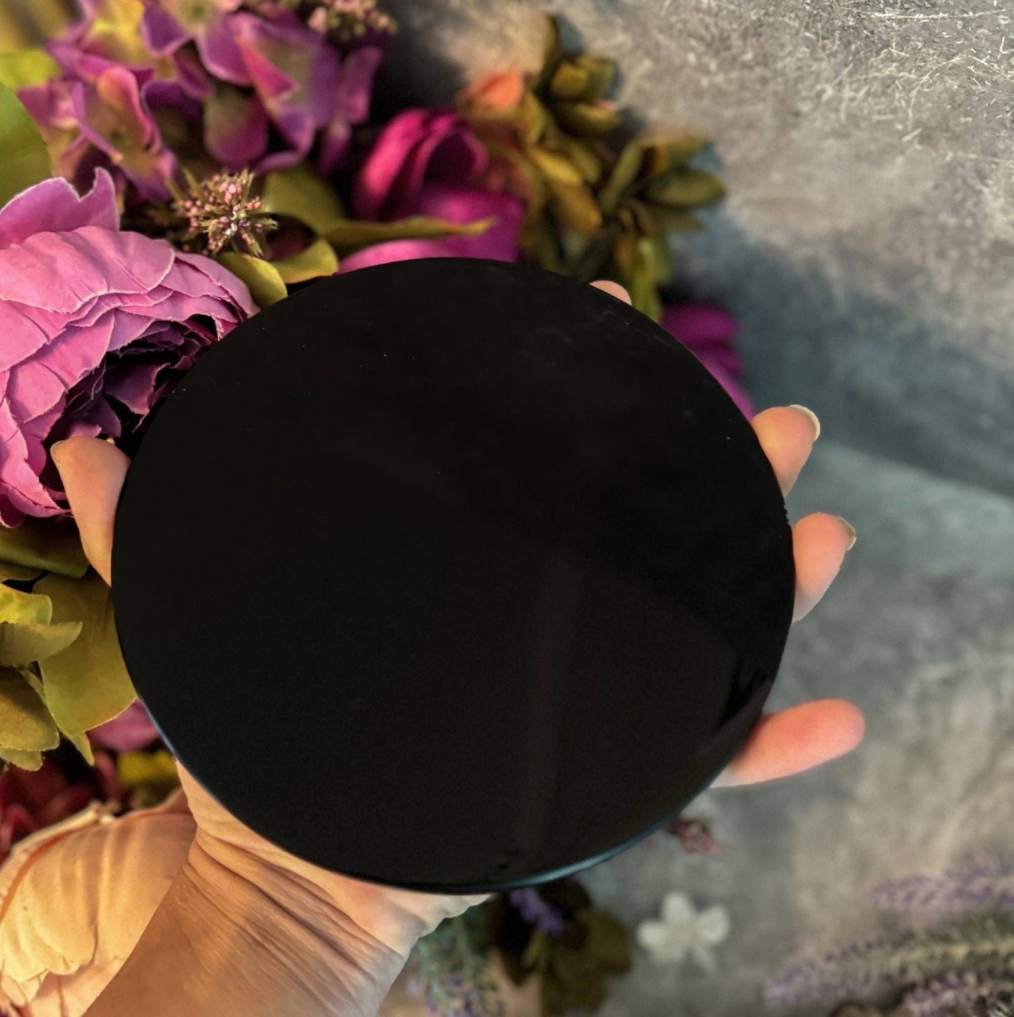 black obsidian scrying mirror
