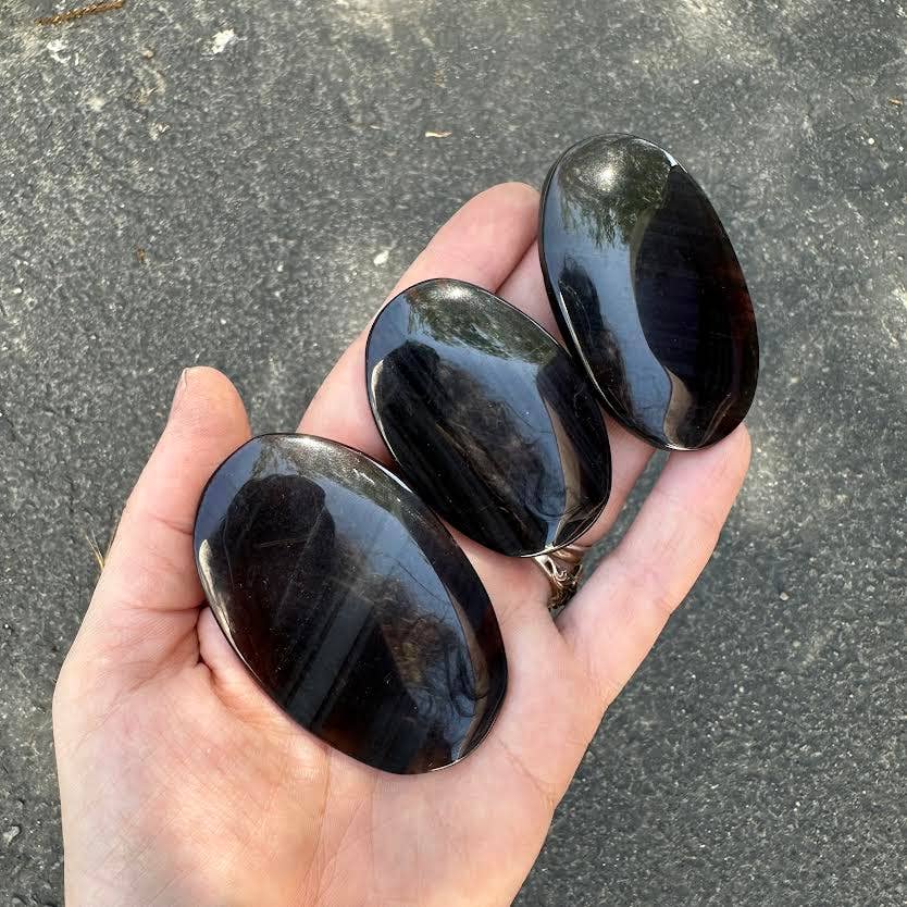 midnight lace obsidian palm stone