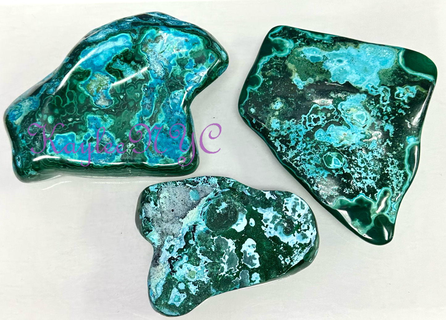 chrysocolla malachite partially polished pieces