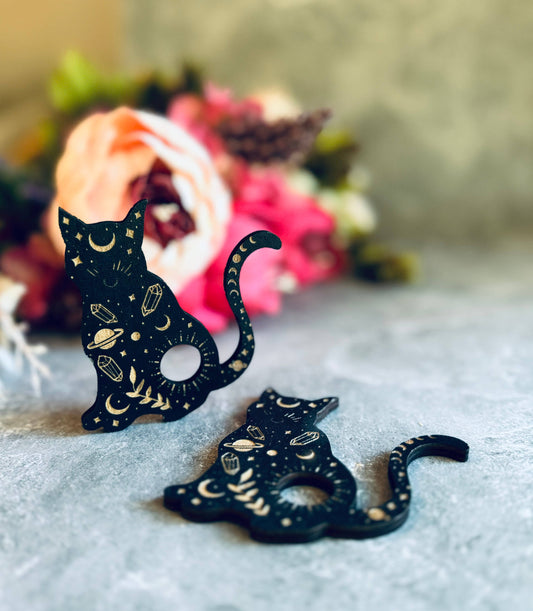 black cat mini crystal sphere stand