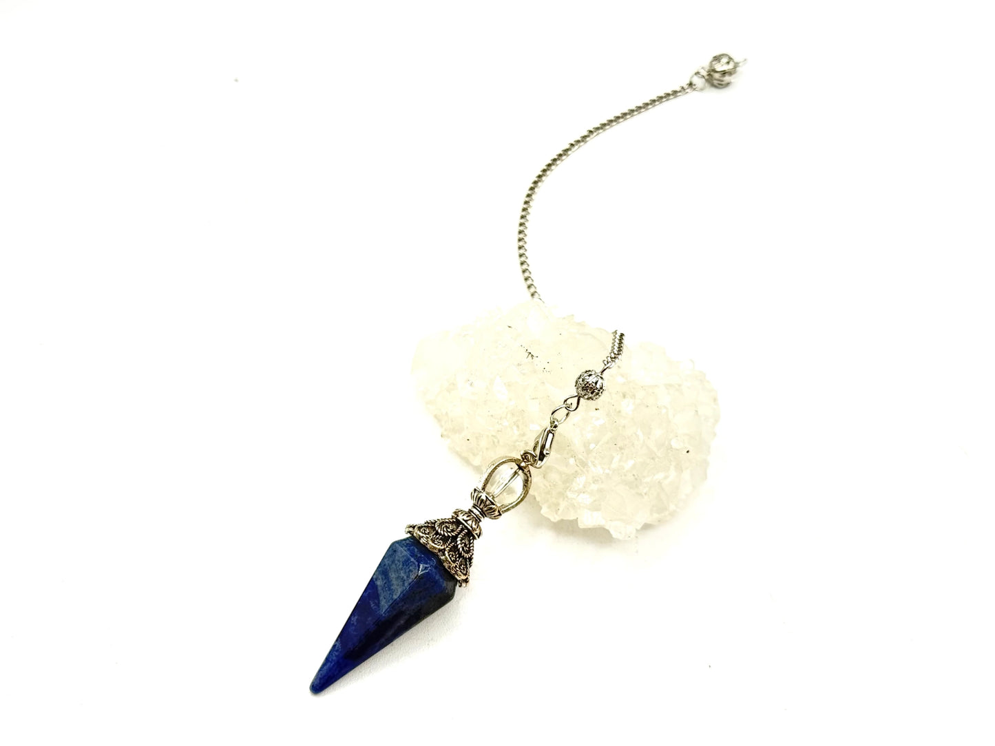 pendulum with silver cap and quartz sphere