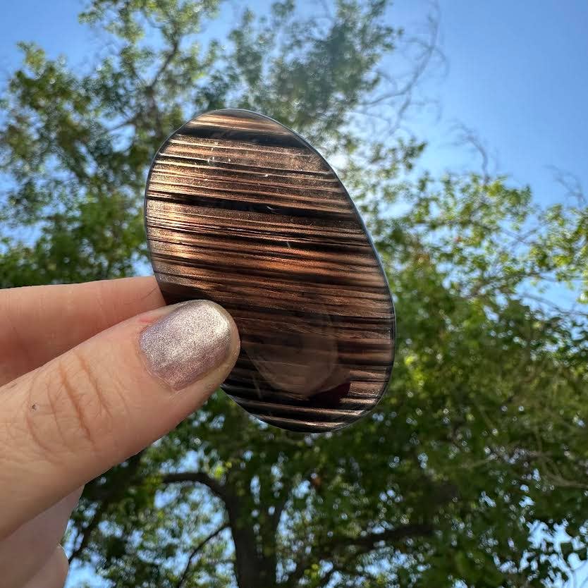 midnight lace obsidian palm stone