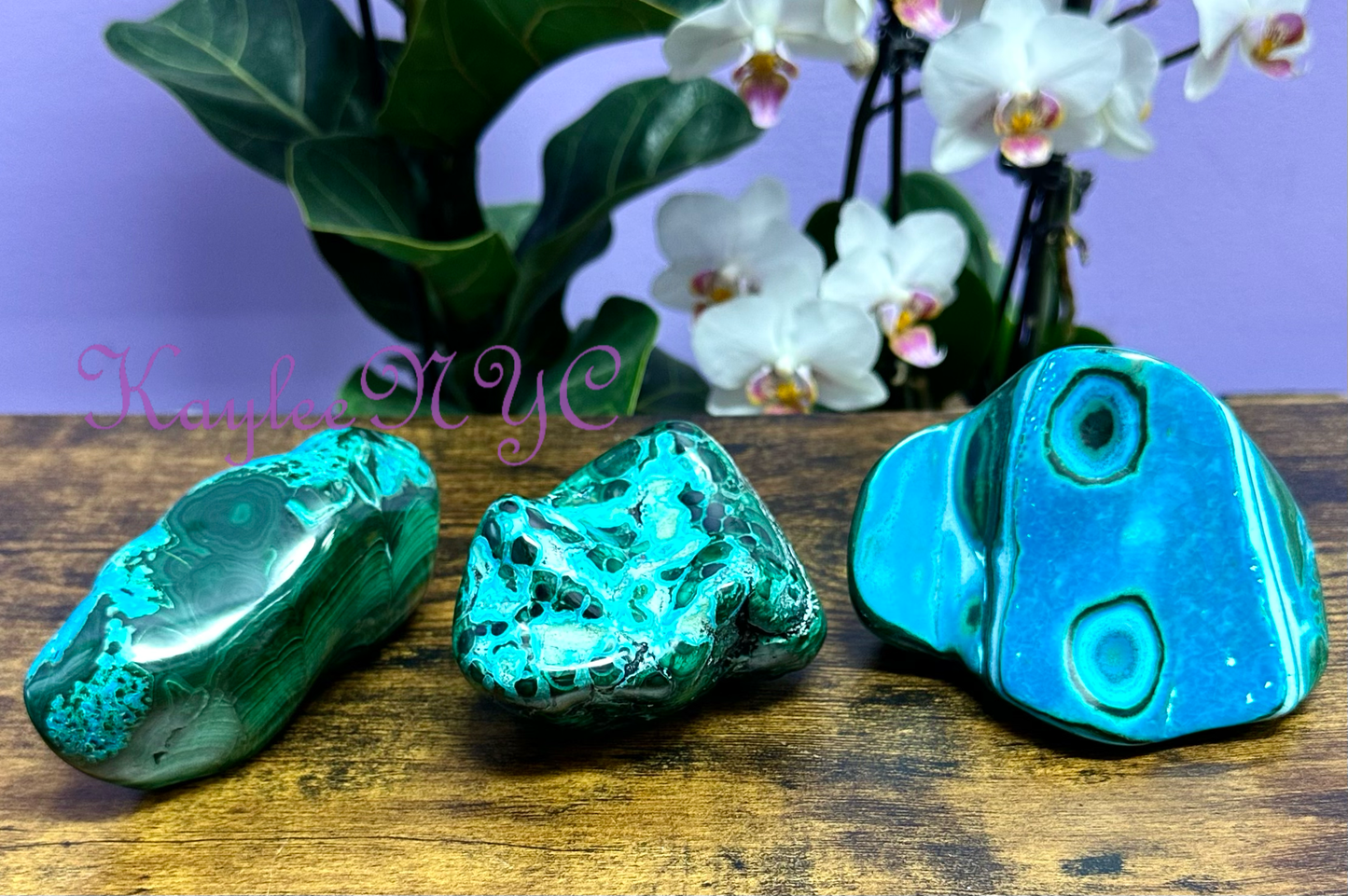 chrysocolla malachite partially polished pieces