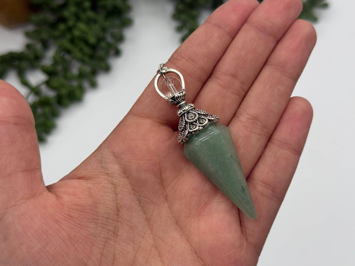 pendulum with silver cap and quartz sphere