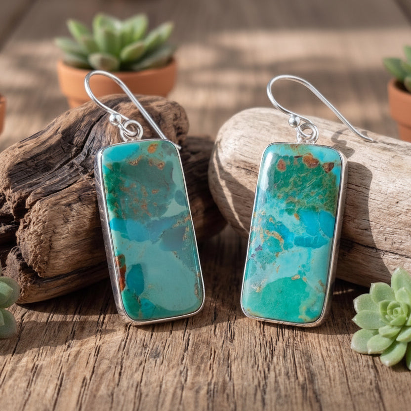 Kingman turquoise earrings in sterling silver