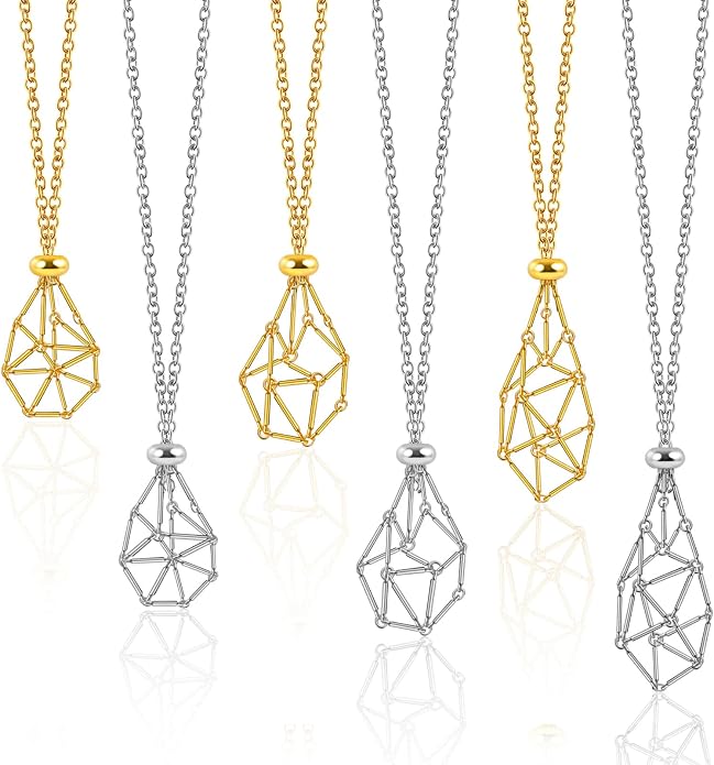 crystal holder metal necklace