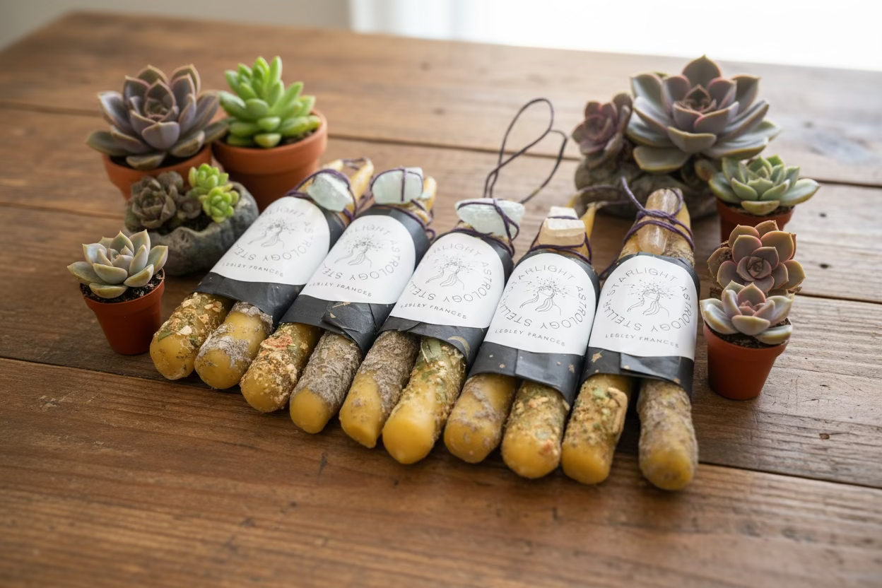 Stellar Starlight Astrology hand-dipped beeswax ritual candles