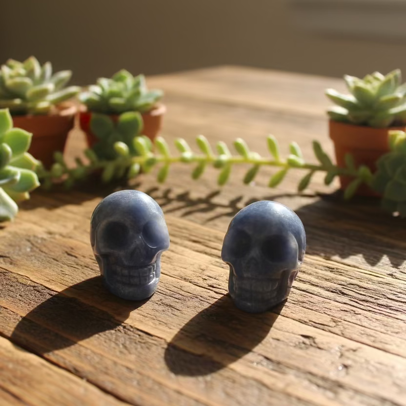 blue aventurine skulls