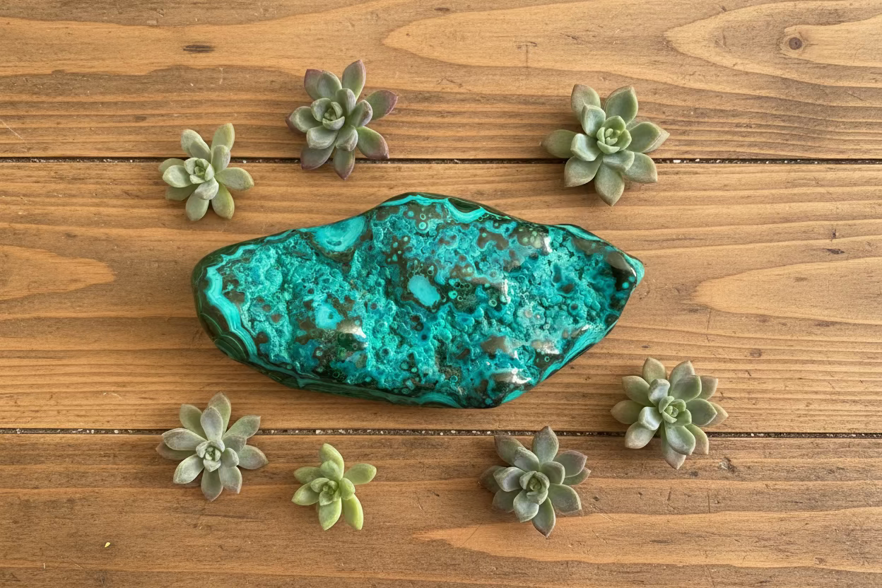 chrysocolla and malachite polished pieces