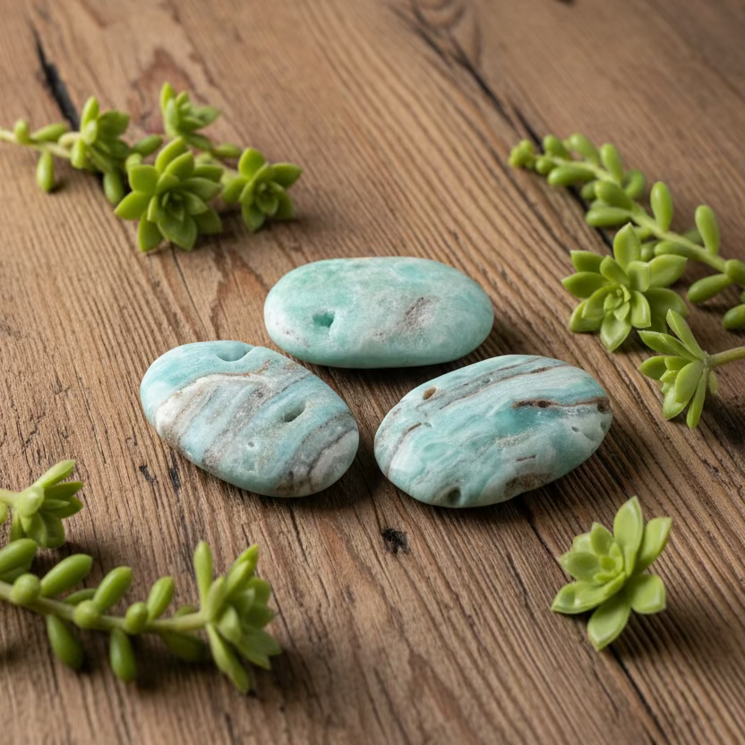 blue aragonite palm stone