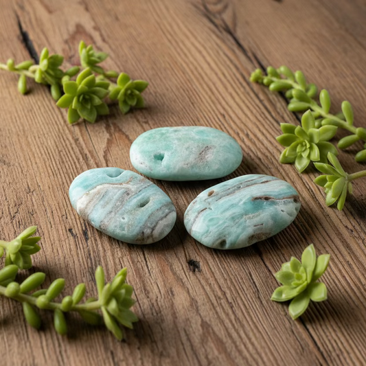 blue aragonite palm stone