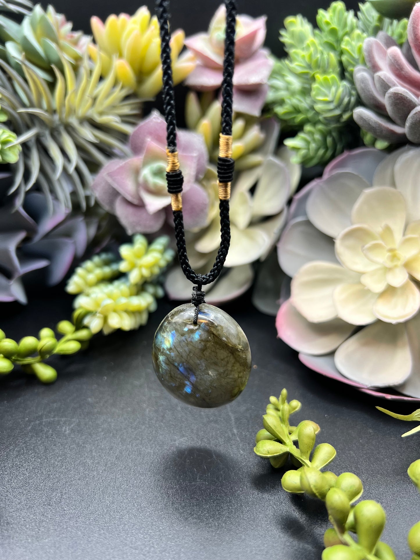 labradorite cord necklace