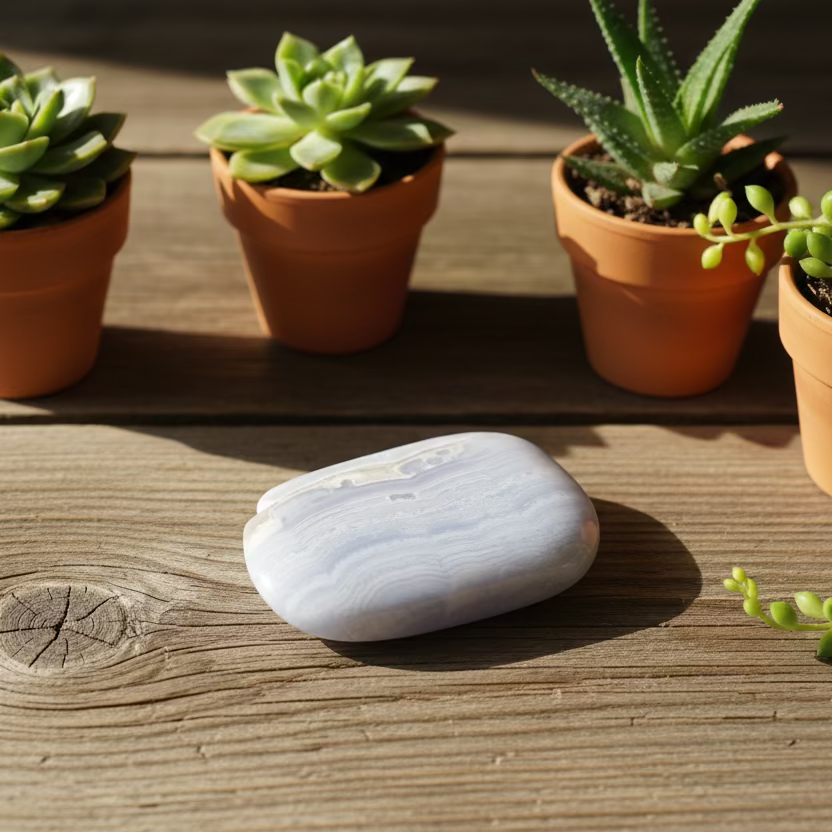 blue lace agate palm stone
