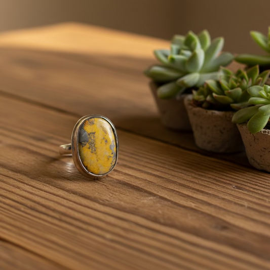 bumblebee jasper ring in sterling silver