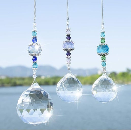 faceted crystal prism light-catcher sphere