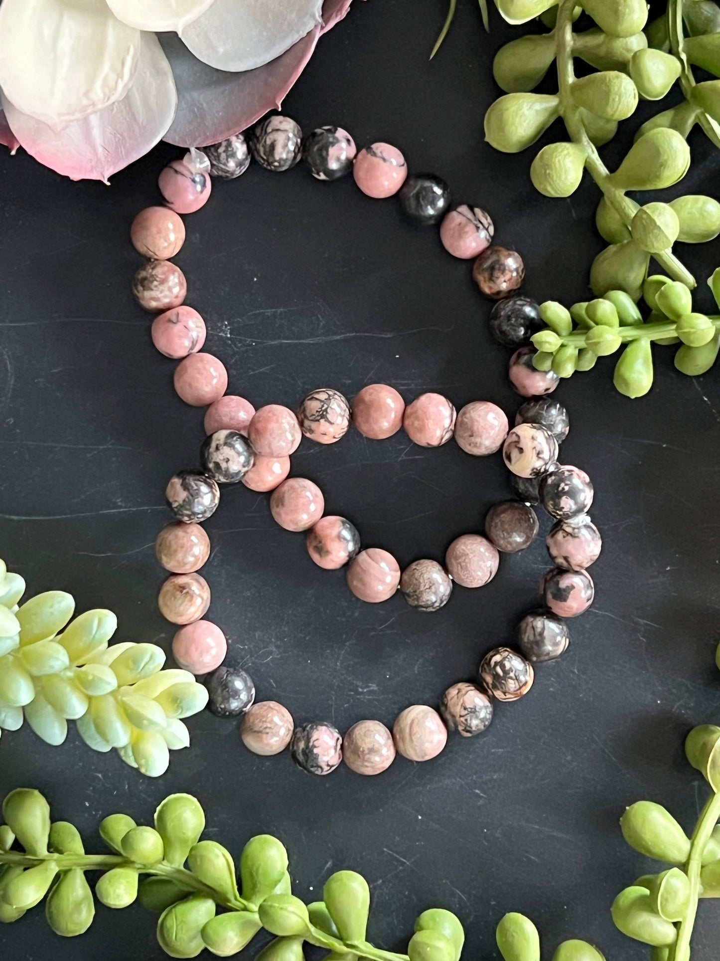 rhodonite beaded bracelet