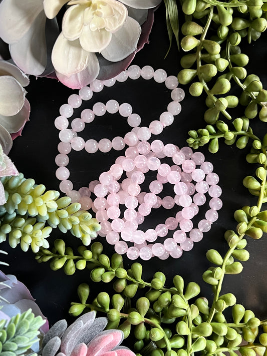 rose quartz beaded bracelet (8mm beads)
