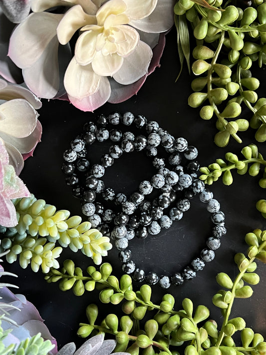 snowflake obsidian bracelet (8mm beads)