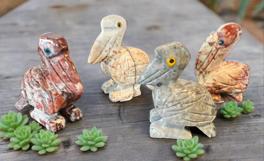 pelican soapstone figurine