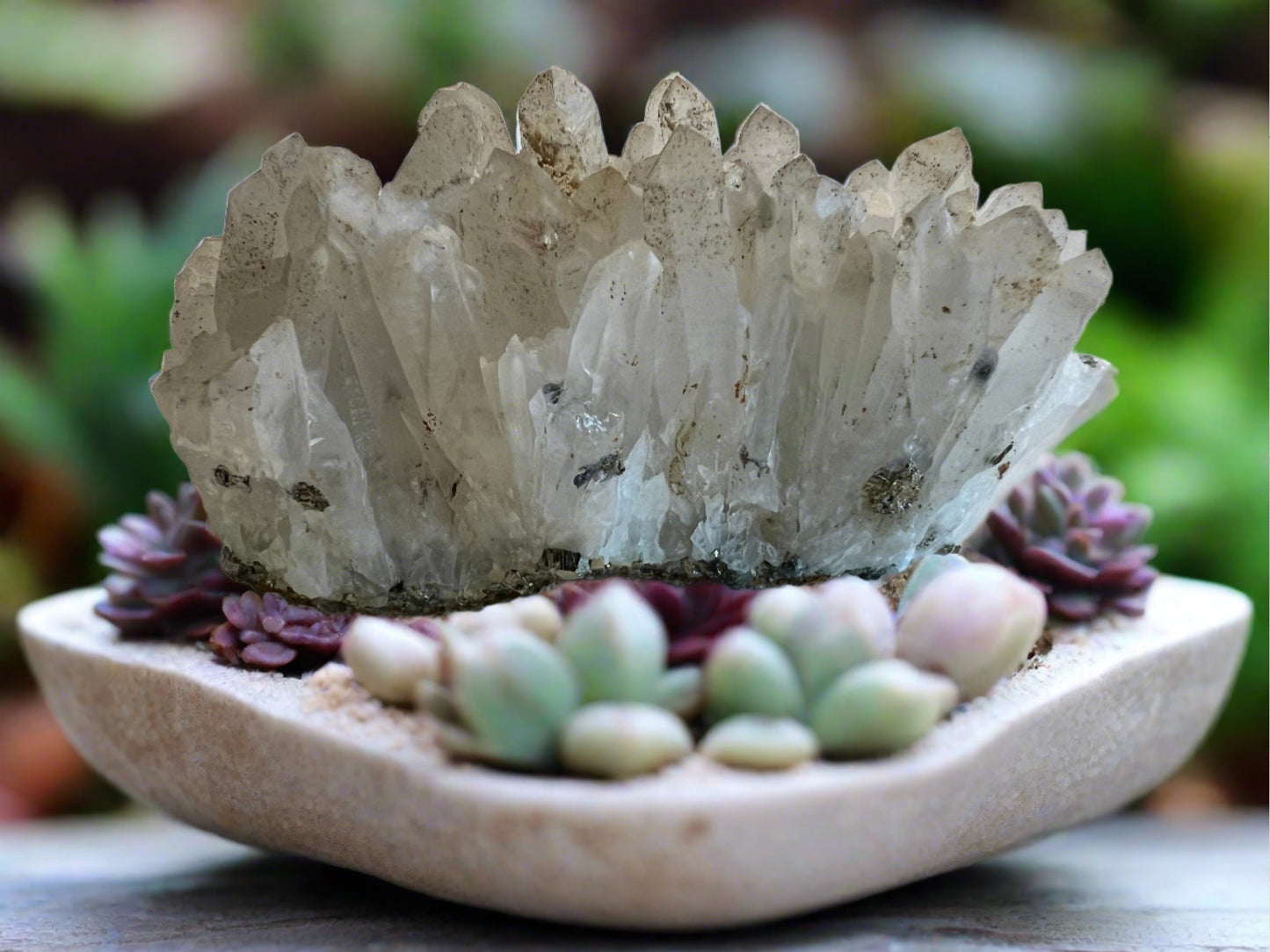 quartz clusters with pyrite