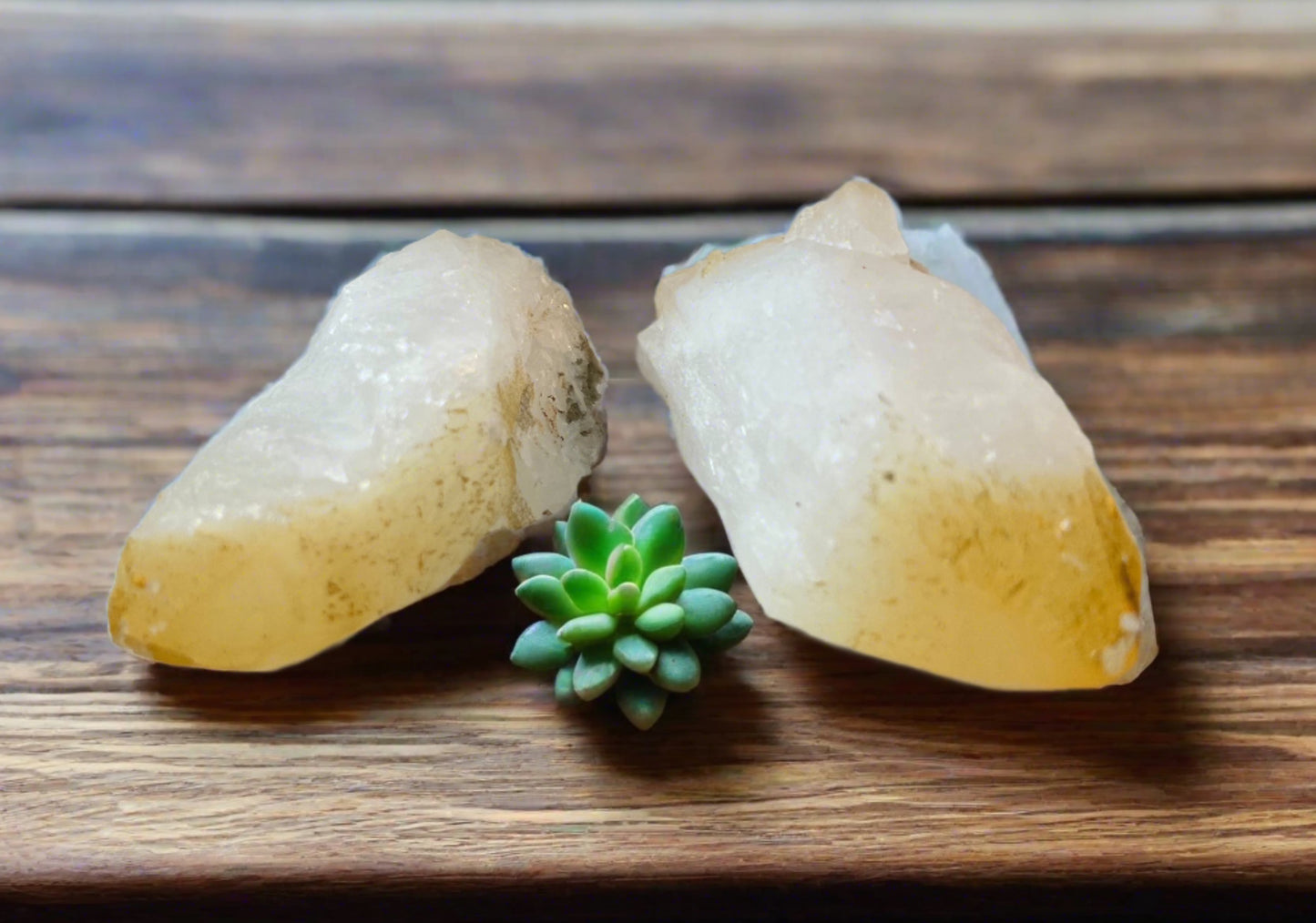 white calcite points with inclusions