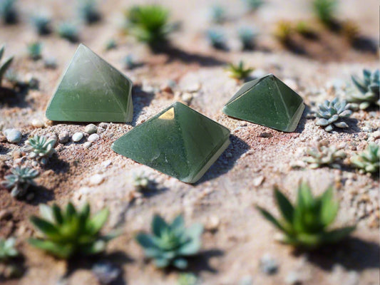 green aventurine pyramids