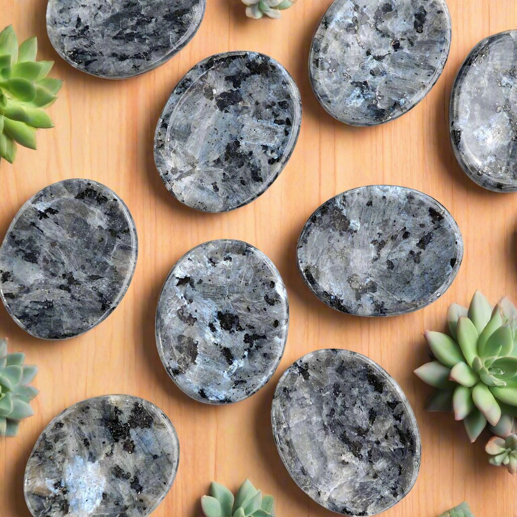 larvikite palm stones