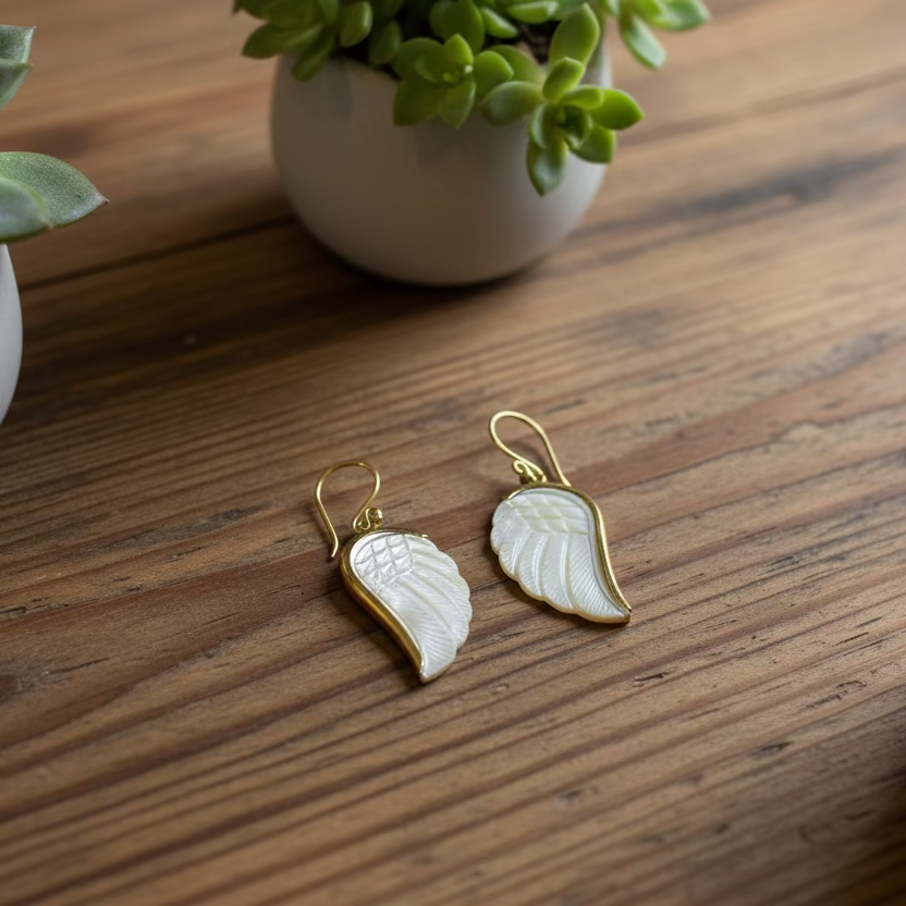 bone wing earrings (responsibly sourced)