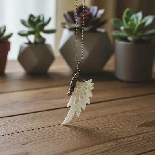 bone wing necklace (responsibly sourced)