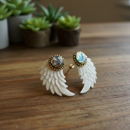 abalone and bone earrings (responsibly sourced)