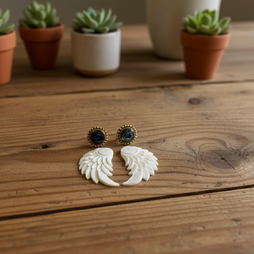 abalone and bone earrings (responsibly sourced)