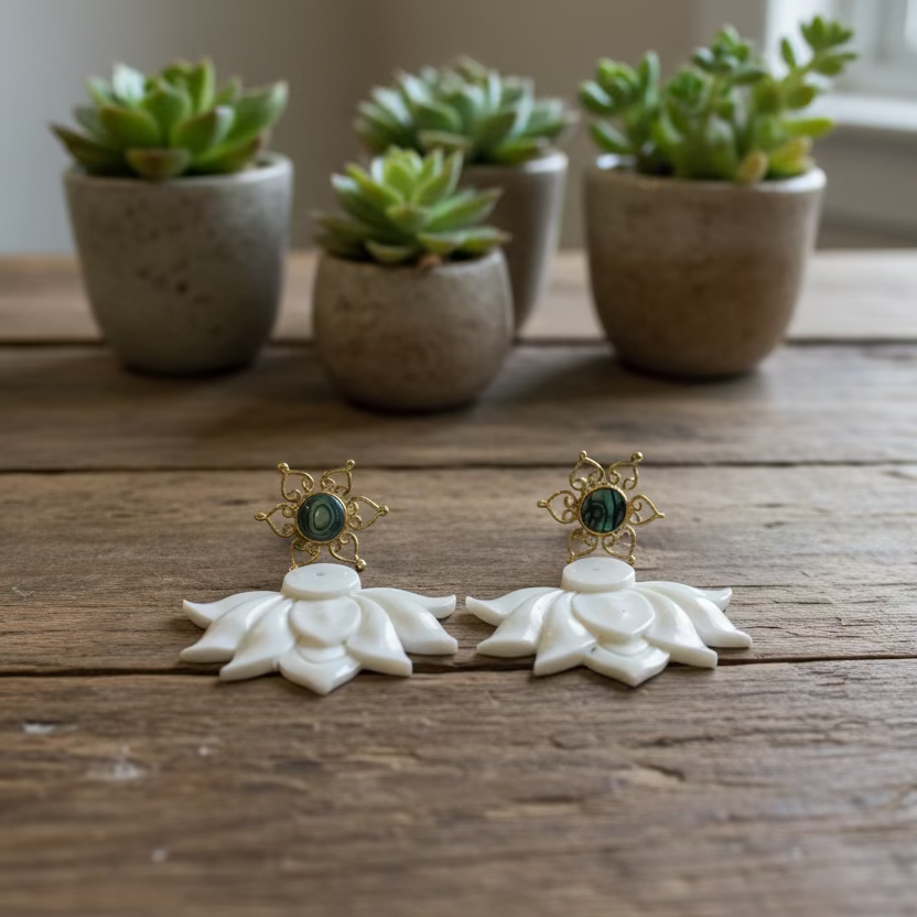 abalone and bone earrings (responsibly sourced)