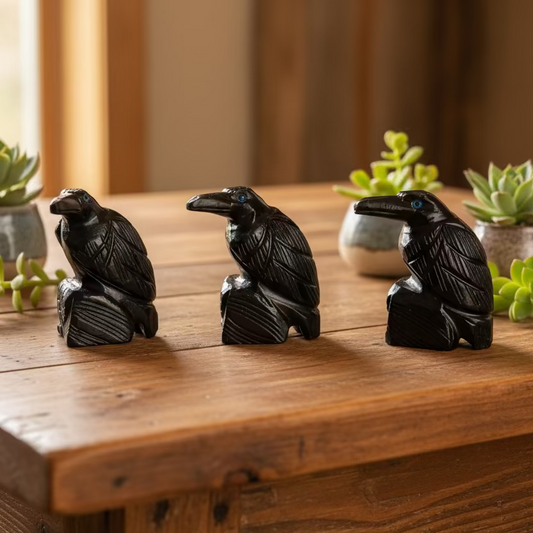 raven black soapstone figurine