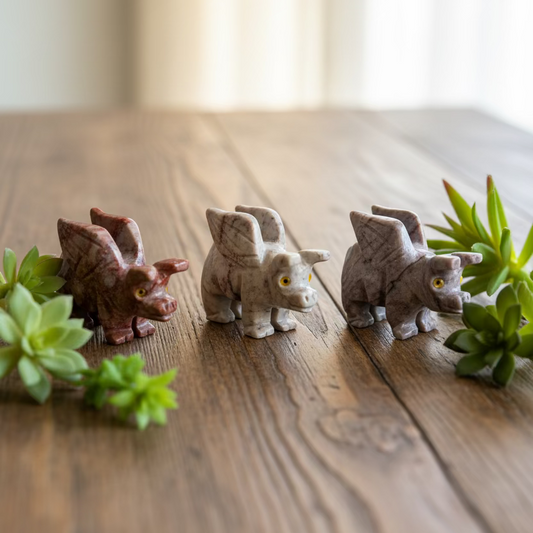 flying pig soapstone figurine