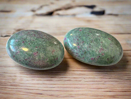 ruby in fuchsite palm stones