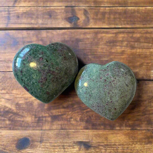 ruby in fuchsite hearts